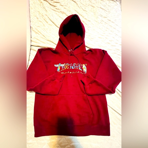 Thrasher Burgundy red Egyptian hieroglyphs hoodie small - Picture 1 of 4